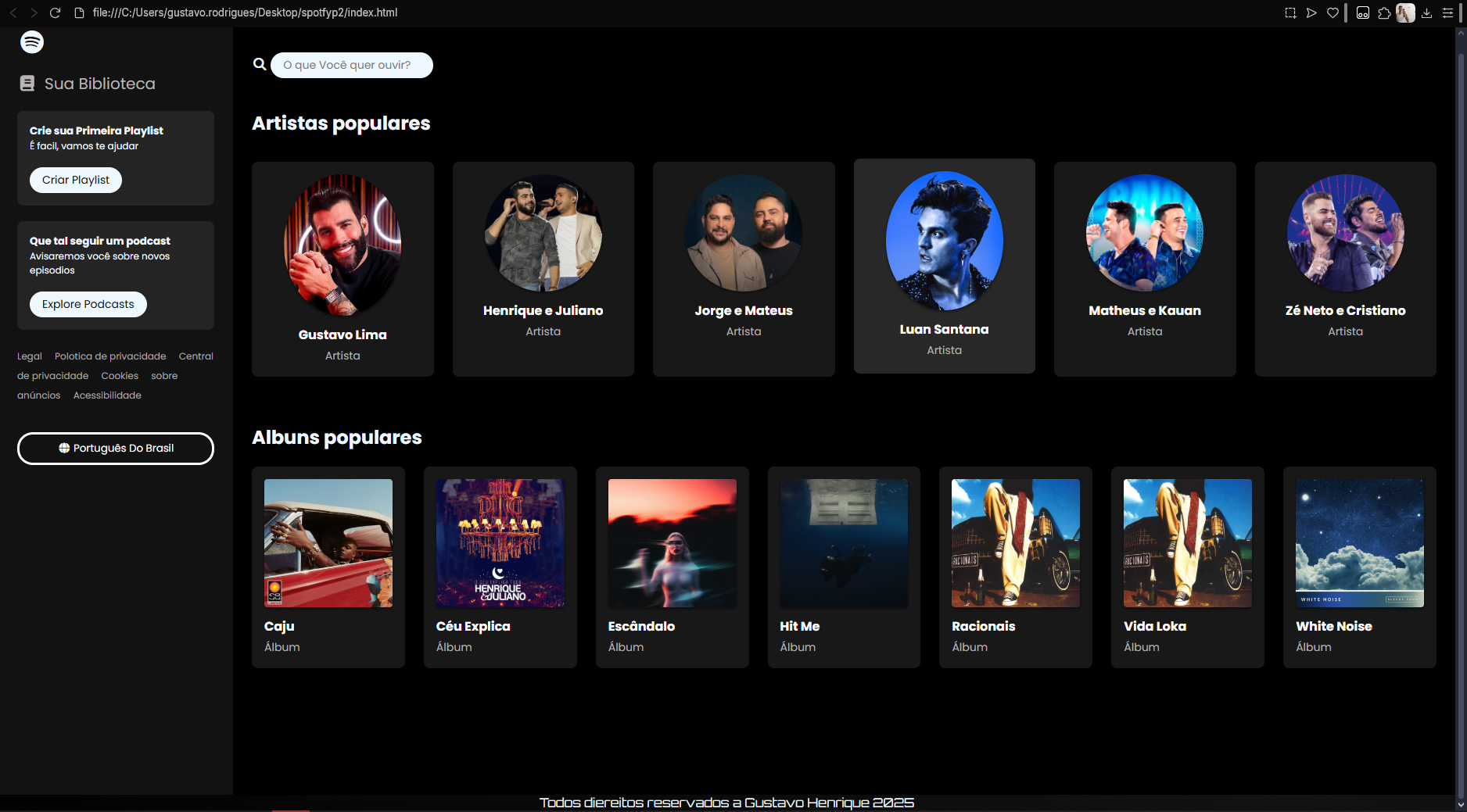 Miniatura do projeto Spotfy Replica